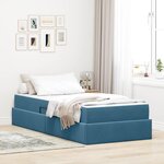 vidaXL Lit avec rangement et matelas Bleu foncé 100 x 200 cm Velours