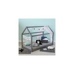 Lit cabane enfant en bois gris 90 x 200cm