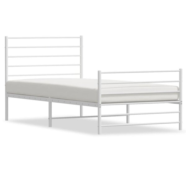 vidaXL Cadre de lit métal avec tête de lit/pied de lit blanc 100x190cm