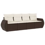 vidaXL Salon de jardin 4 Pièces avec coussins marron résine tressée