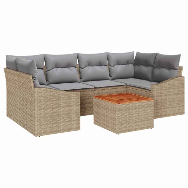 vidaXL Ensemble de canapé de jardin 7 Pièces beige et gris clair