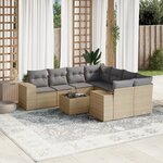 vidaXL Salon de jardin avec coussins 9 Pièces beige résine tressée