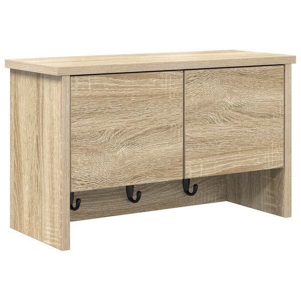 vidaXL Porte-manteau mural avec étagère Montage mural avec stockage avec porte Chêne sonoma 50 x 20 x 30 cm