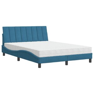 vidaXL Lit avec matelas Hanko bleu 140x200 cm velours