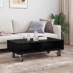 vidaXL Table d'appoint avec roues Chêne noir 90 x 50 x 30 cm