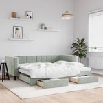 vidaXL Lit de jour avec gigogne et tiroirs sans matelas 90x200 cm