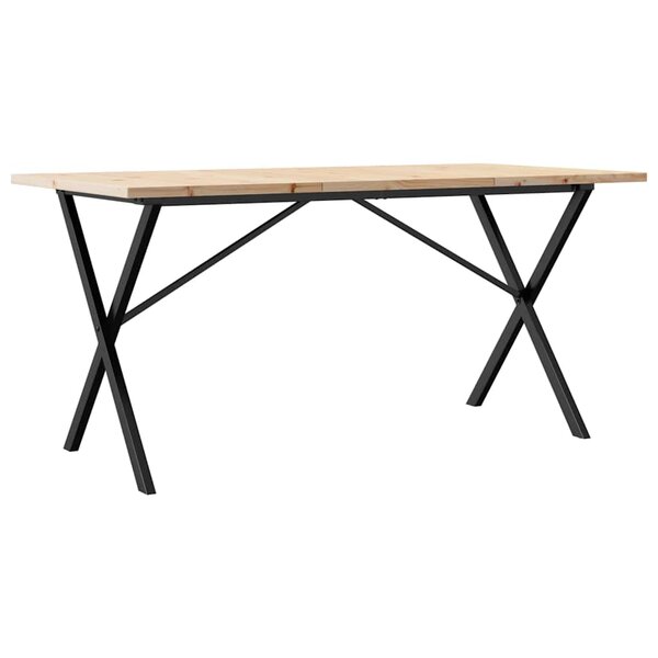 vidaXL Table à manger cadre en X 140x80x75 5 cm bois pin massif acier