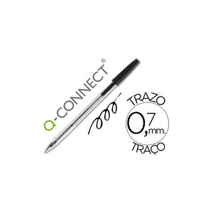 Stylo-bille 0.7mm encre classique bille indéformable capuchon couleur encre noir Q-CONNECT