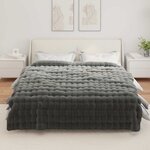 vidaXL Couverture en Fourrure de Lapin Synthétique Gris foncé
