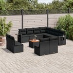vidaXL Salon de jardin 12 Pièces avec coussins noir résine tressée