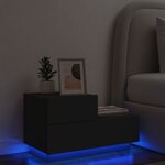 vidaXL Table de chevet avec lumières LED noir 70x36x40 5 cm