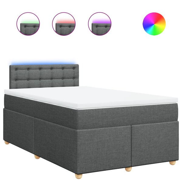 vidaXL Sommier à lattes de lit avec matelas gris foncé 120x190cm tissu