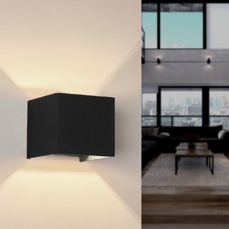 Applique murale noire design led 12w ip54 carré - blanc neutre 4000k - 5500k - silamp