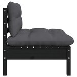 vidaXL Canapé 2 places de jardin et coussins Noir Bois de pin solide