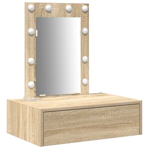 vidaXL Table de Maquillage Murale avec LED en Chêne Sonoma