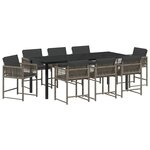 vidaXL Ensemble de salle à manger pour jardin 9 pc Gris polyrotin