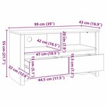 Meuble TV vidaXL "DRAMMEN" Blanc 99x43x55 cm en bois massif de pin