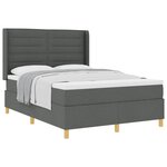 vidaXL Lit à ressorts avec matelas Gris foncé 140 x 190 cm tissu