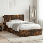 vidaXL Cadre de lit avec rangement avec tiroir Chêne fumé 90 x 200 cm