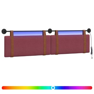 vidaXL Tête de lit suspendue Avec lumière LED Bordeaux PU antique
