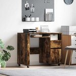 vidaXL Bureau avec roulettes avec tiroir Chêne fumé 91 x 50 x 77 cm