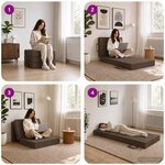 vidaXL Canapé-lit pliable 90 x 63 x 45 cm Taupe