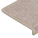 vidaXL Tapis d'escalier 15 pièces 65 x 21 x 4 cm Taupe Bordure rectangulaire