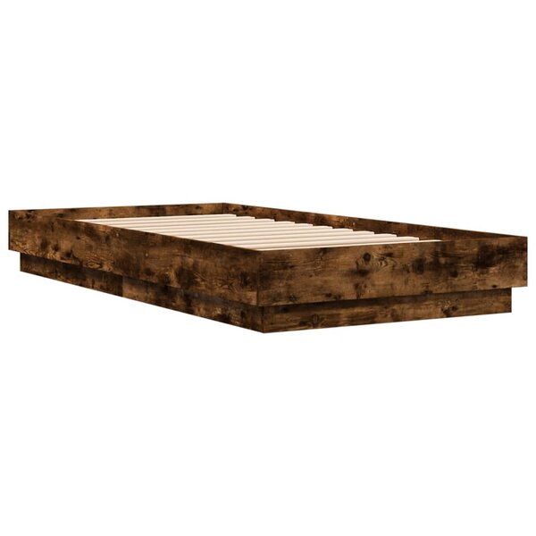 vidaXL Cadre de lit chêne fumé 90x190 cm bois d'ingénierie