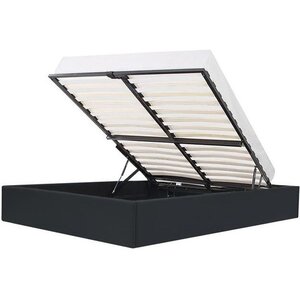 Lit adulte 160 x 200 cm avec coffre de rangement - Simili Noir