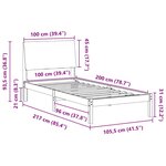 vidaXL Cadre de lit Marron et taupe 100 x 200 cm Bois massif en pin
