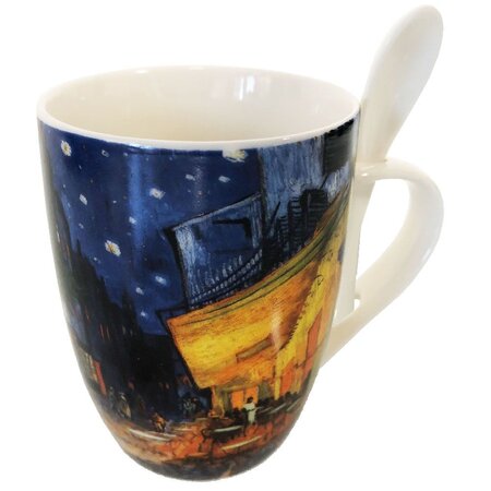 Mug cuillère van gogh - terrasse du café le soir