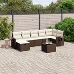 vidaXL Salon de jardin 8 Pièces avec coussins marron résine tressée
