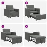 vidaXL Fauteuil convertible 3-en-1 gris foncé en tissu