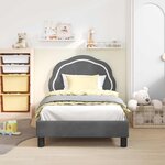 vidaXL Cadre de lit pour enfants avec tête de lit Gris foncé