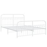 vidaXL Cadre de lit métal sans matelas et pied de lit blanc 150x200 cm
