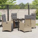 vidaXL Ensemble de salle à manger pour jardin 5 Pièces Beige polyrotin