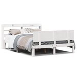 vidaXL Cadre de lit et tête de lit sans matelas blanc 135x190 cm