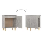 vidaXL Tables de chevet avec pieds en bois 2 Pièces Gris béton 40x30x50cm