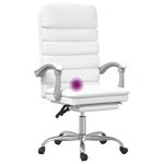 vidaXL Fauteuil de massage inclinable de bureau Blanc Similicuir