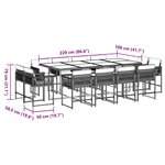 vidaXL Ensemble à manger de jardin coussins 13 Pièces gris résine tressée