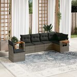 vidaXL Salon de jardin 6 Pièces avec coussins gris résine tressée