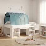 vidaXL Cadre de lit avec tunnel avec étagère 3 Pièces Blanc et bleu clair