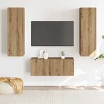 vidaXL Meubles TV muraux 3 Pièces chêne artisanal bois d'ingénierie