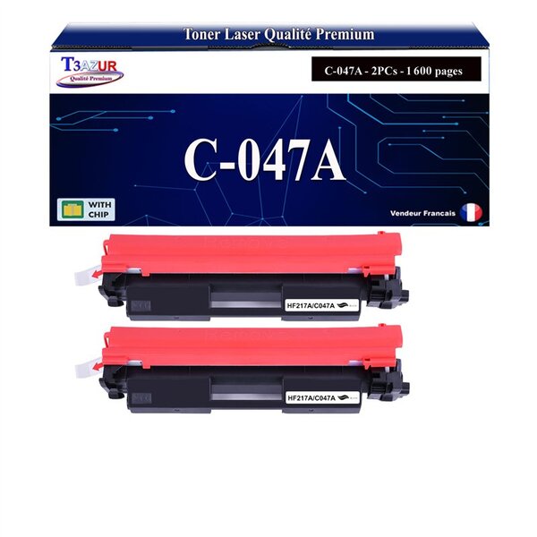 T3AZUR - 2 x Toners compatibles avec Canon 047 pour Canon LBP-112  LBP-113w  MF-112  MF-113w Noir - 1 600p
