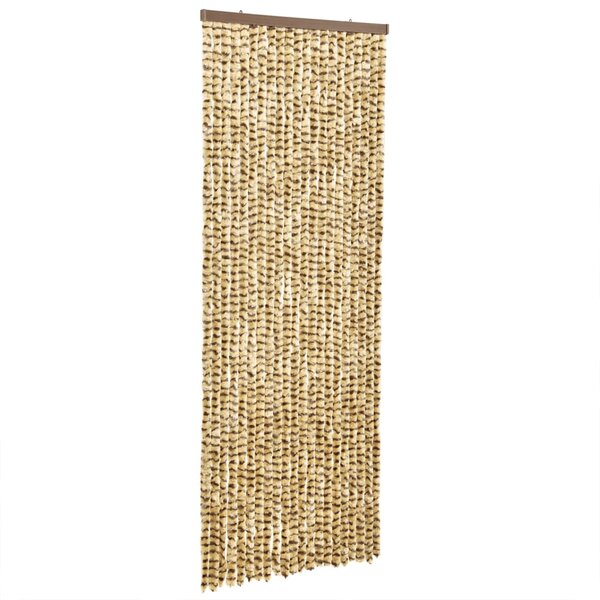 vidaXL Rideau anti-mouches beige et marron 100x200 cm chenille