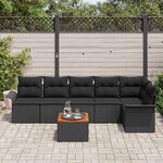 vidaXL Ensemble de canapé de jardin avec coussin 7 Pièces Noir