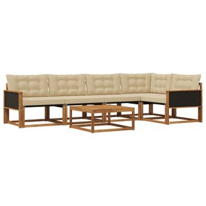 vidaXL Ensemble de canapés d'extérieur 6 Pièces Naturel et Beige