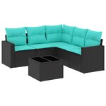 vidaXL Salon de jardin 6 Pièces avec coussins noir résine tressée