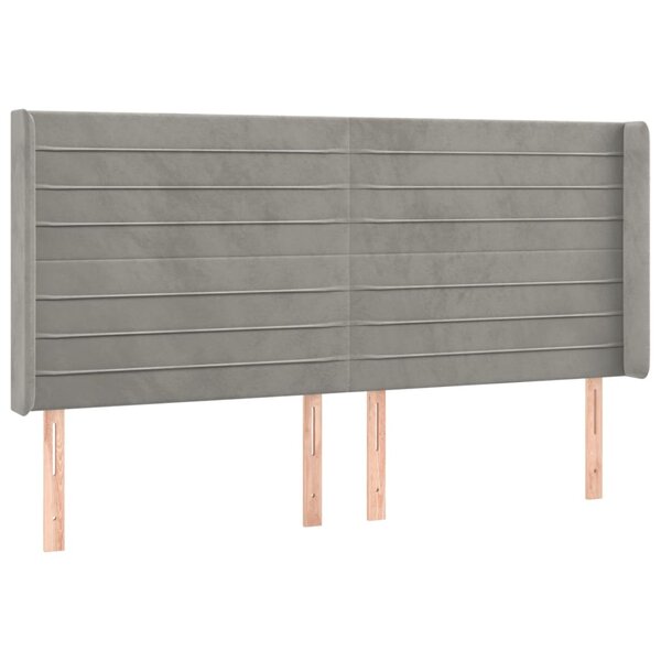 vidaXL Tête de lit avec oreilles Gris clair 183x16x118/128 cm Velours