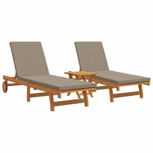 vidaXL Transat 2-personne 3 Pièces Marron Bois d'Acacia Massif